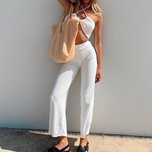 Princess Polly Latiana Set Top + Pant Terry Cloth White Size 4